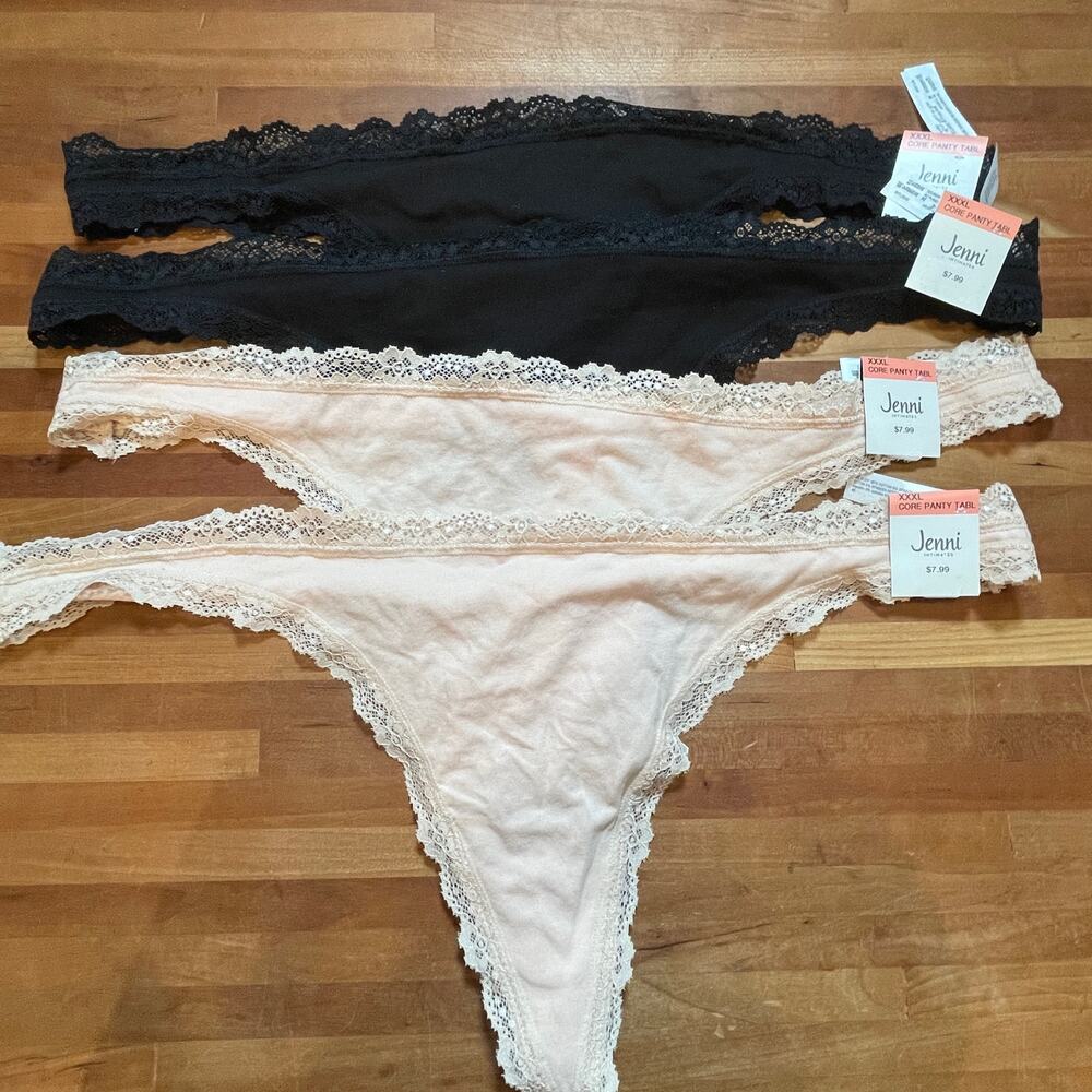 Jenni Women's Lace-Trim Thong set of 4 XXXL